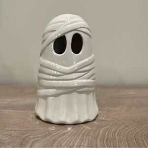 Halloween pre-lit white ceramic ghost